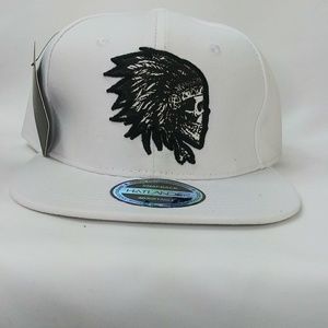 White Native Skull Snapback Hat